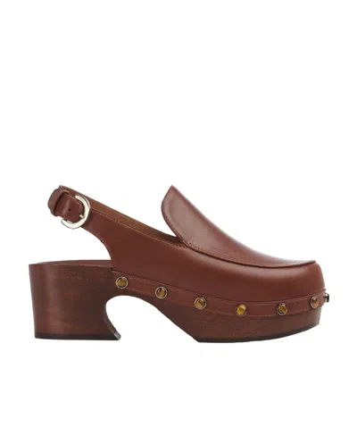 Chloé Stud-detail Leather Mules In Red