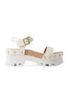 Chloé Stud-embellished Buckle-strap Sandals In White