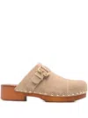 Chloé Jeannette Embellished Suede Clogs In Brown