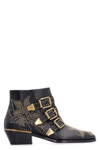 CHLOÉ CHLOÉ STUDDED LEATHER ANKLE BOOTS