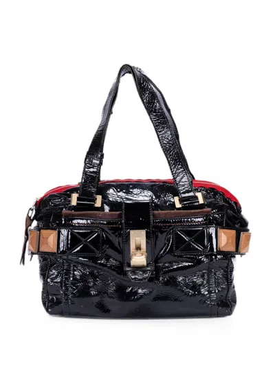 Pre-owned Chloé Stud-embellished Turn-lock Tote Bag In Black