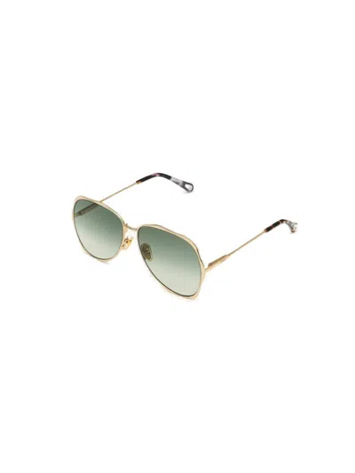 Chloé Stunning Goldgreen Sunglasses For Women In Gray