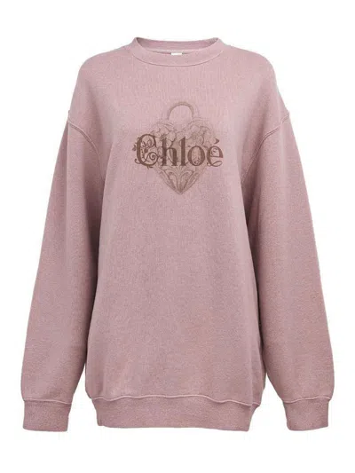 Chloé Oversized Fleece Sweatshirt With Logo In Pink