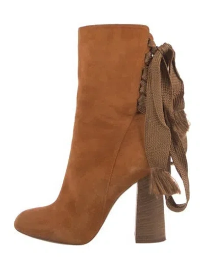 Pre-owned Chloé Suede Animal Print Boots In Brown