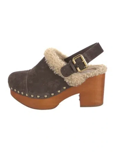 Pre-owned Chloé Suede Animal Print Slingback Pumps In Brown