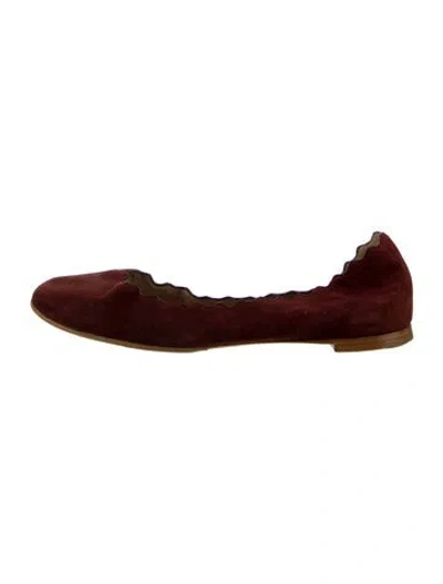 Pre-owned Chloé Suede Ballet Flats In Burgundy