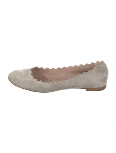 Pre-owned Chloé Suede Ballet Flats In Neutral