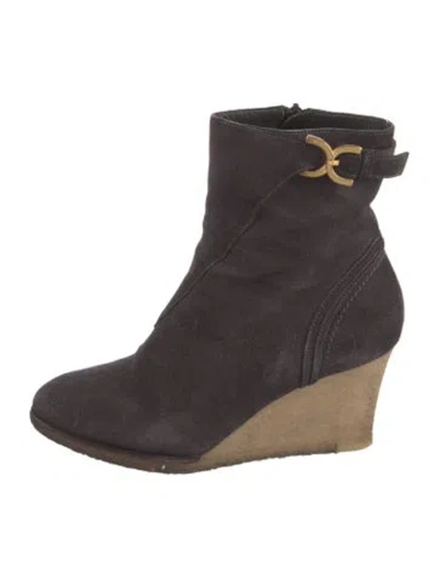 Pre-owned Chloé Suede Boots In Gray