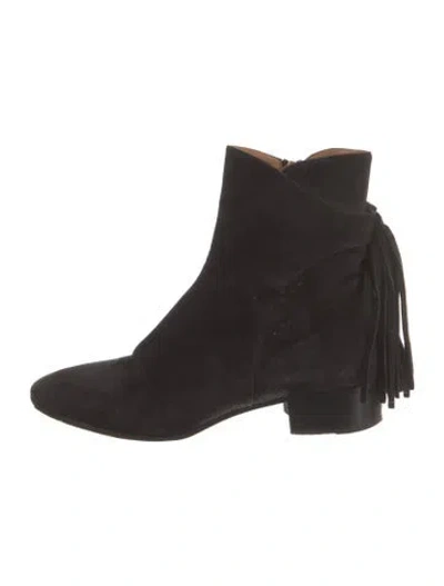 Pre-owned Chloé Suede Bow Accents Chelsea Boots In Black