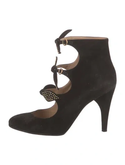 Pre-owned Chloé Suede Bow Accents Pumps In Black