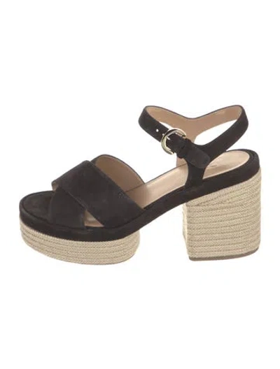 Pre-owned Chloé Suede Braided Accents Espadrilles In Black