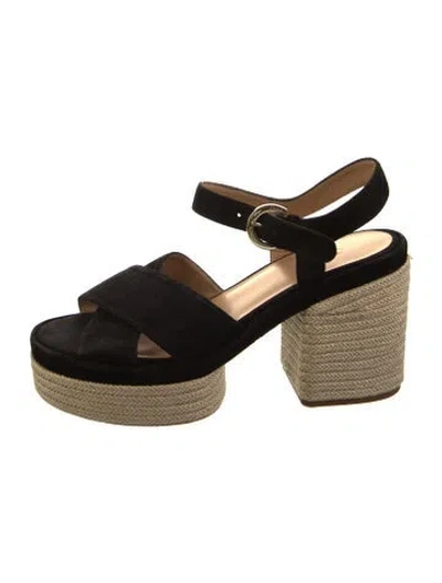 Pre-owned Chloé Suede Braided Accents Espadrilles In Black