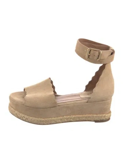 Pre-owned Chloé Suede Braided Accents Espadrilles In Neutral
