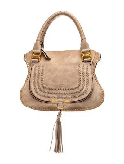 Pre-owned Chloé Suede Chloe Marcie Bag Medium In Neutrals