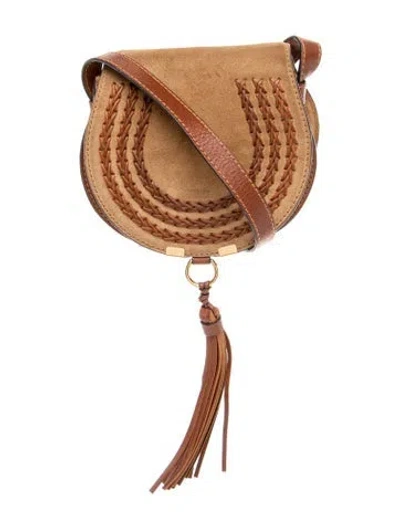 Pre-owned Chloé Suede Chloe Marcie Mini In Brown