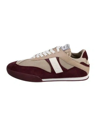 Pre-owned Chloé Suede Colorblock Pattern Athletic Sneakers In Burgundy