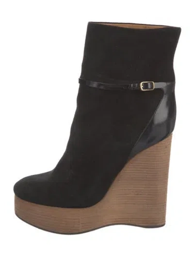 Pre-owned Chloé Suede Colorblock Pattern Boots In Black
