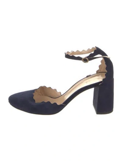 Pre-owned Chloé Suede Colorblock Pattern D'orsay Pumps In Blue