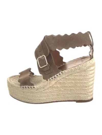 Pre-owned Chloé Suede Colorblock Pattern Espadrilles In Neutral