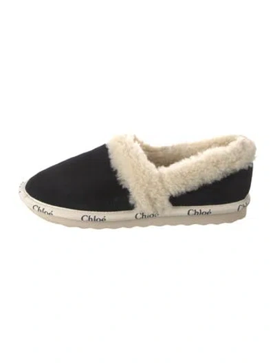 Pre-owned Chloé Suede Colorblock Pattern Flats In Black
