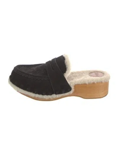 Pre-owned Chloé Suede Colorblock Pattern Mules In Black