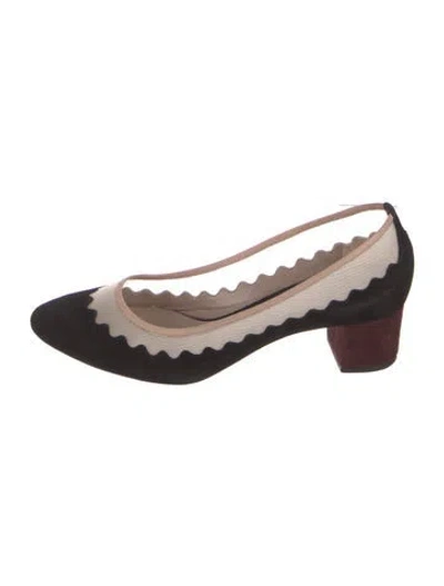 Pre-owned Chloé Suede Colorblock Pattern Pumps In Black