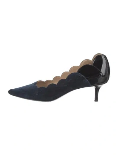 Pre-owned Chloé Suede Colorblock Pattern Pumps In Blue