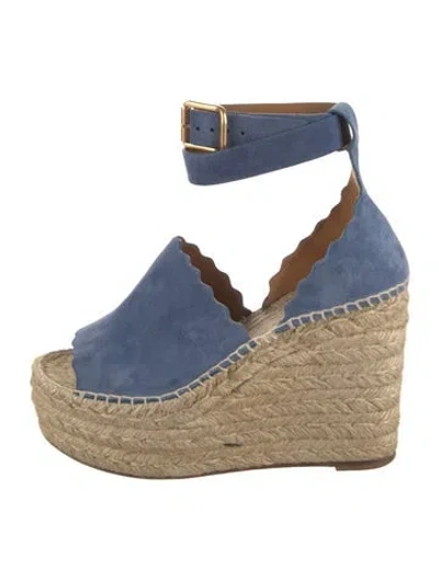 Pre-owned Chloé Suede Colorblock Pattern Pumps In Blue
