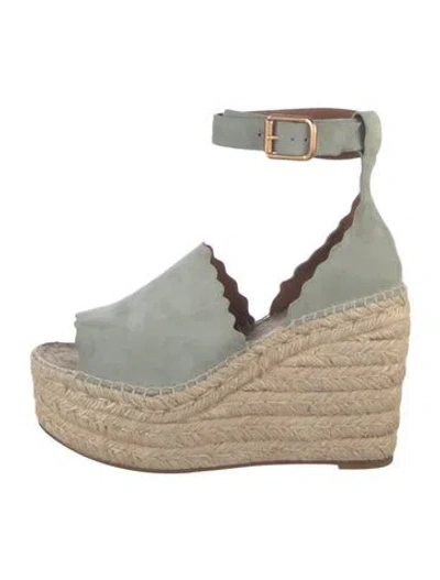 Pre-owned Chloé Suede Colorblock Pattern Pumps In Gray