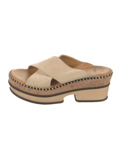 Pre-owned Chloé Suede Colorblock Pattern Slides In Neutral