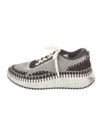 Pre-owned Chloé Suede Colorblock Pattern Sneakers In Multi