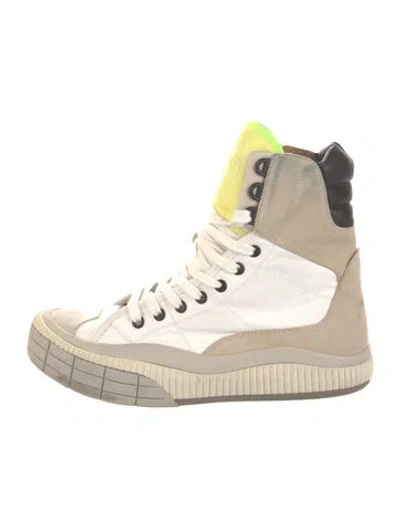 Pre-owned Chloé Suede Colorblock Pattern Sneakers In White