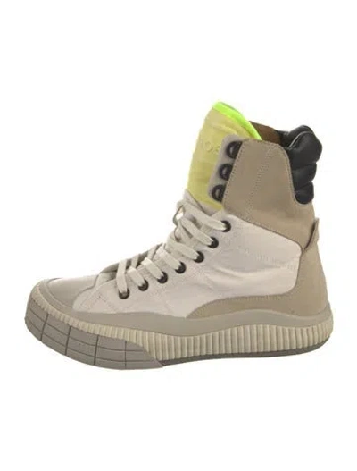 Pre-owned Chloé Suede Colorblock Pattern Wedge Sneakers In Grey