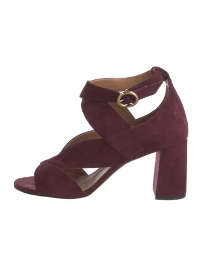 Pre-owned Chloé Suede Cutout Accent D'orsay Pumps In Burgundy