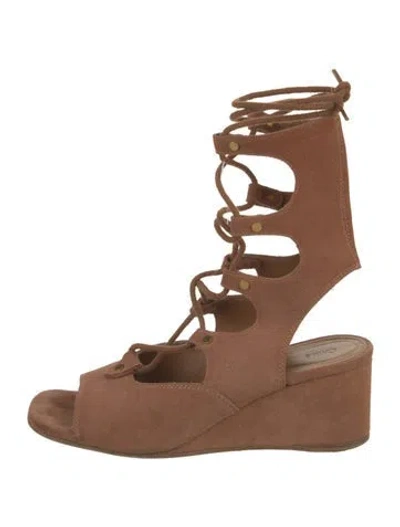 Pre-owned Chloé Suede Cutout Accent Gladiator Sandals In Brown