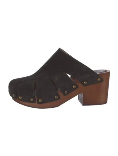 Pre-owned Chloé Suede Cutout Accent Mules In Black