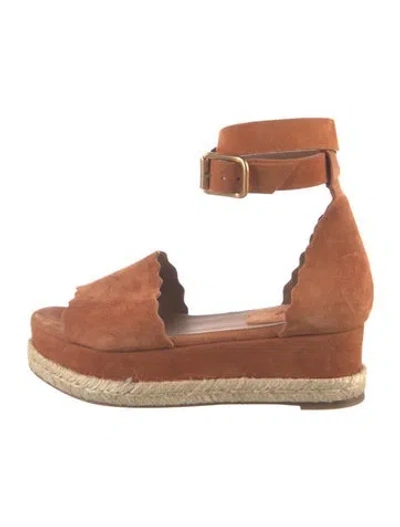 Pre-owned Chloé Suede Cutout Accent Sandals In Brown