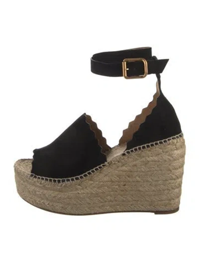 Pre-owned Chloé Suede Espadrilles In Black