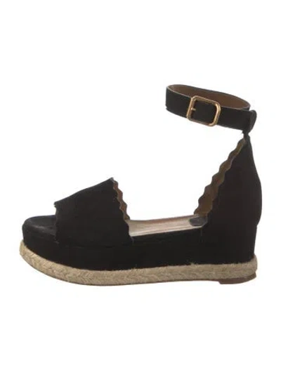 Pre-owned Chloé Suede Espadrilles In Black