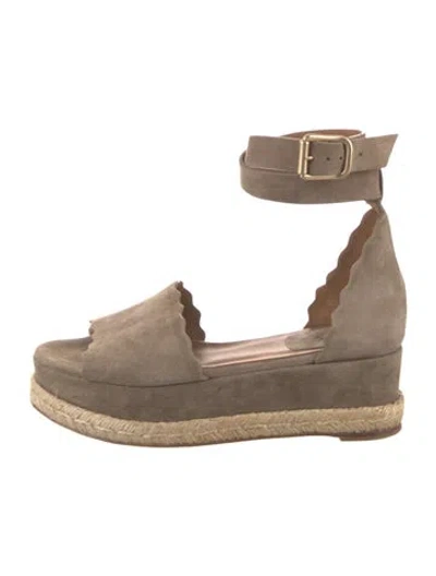 Pre-owned Chloé Suede Espadrilles In Brown