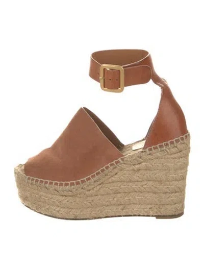 Pre-owned Chloé Suede Espadrilles In Brown