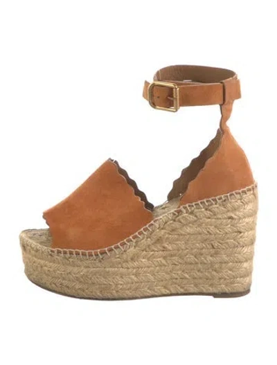 Pre-owned Chloé Suede Espadrilles In Brown