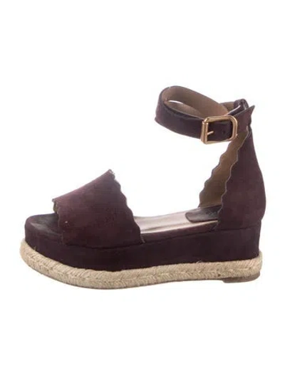 Pre-owned Chloé Suede Espadrilles In Burgundy