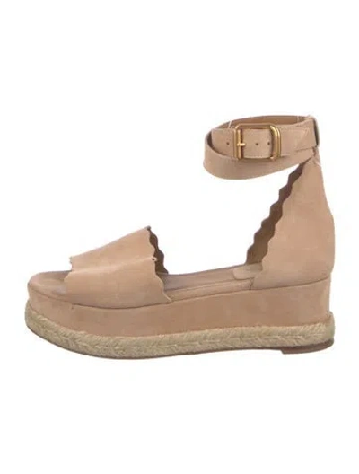 Pre-owned Chloé Suede Espadrilles In Neutral