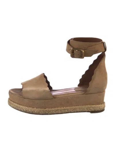 Pre-owned Chloé Suede Espadrilles In Neutral