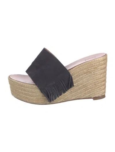 Pre-owned Chloé Suede Fringe Trim Accent Espadrilles In Blue