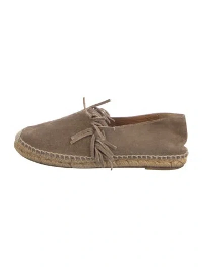 Pre-owned Chloé Suede Fringe Trim Accent Espadrilles In Neutral