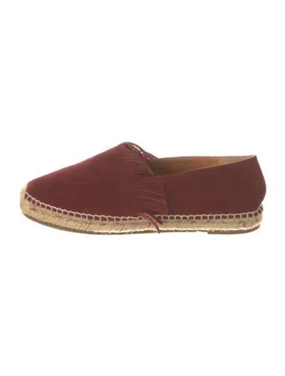 Pre-owned Chloé Suede Fringe Trim Accent Espadrilles In Red