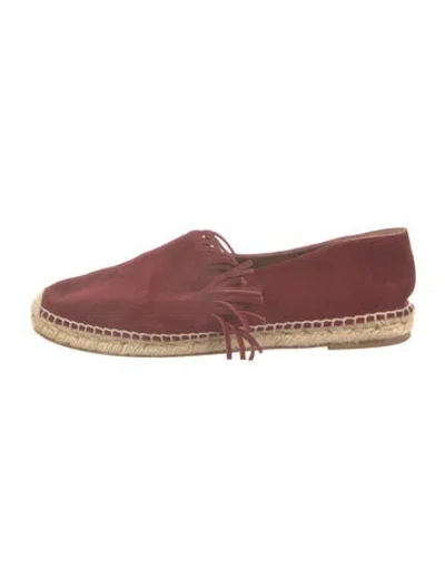 Pre-owned Chloé Suede Fringe Trim Accent Espadrilles In Red