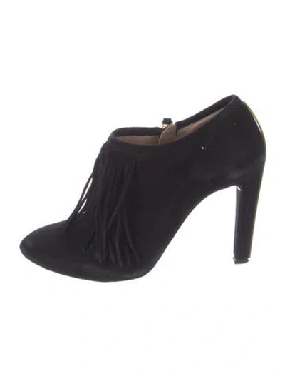 Pre-owned Chloé Suede Fringe Trim Accent Lace-up Boots In Multi